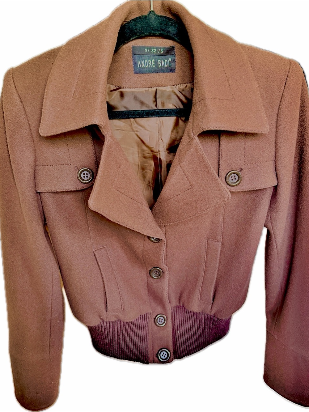 Women's Chestnut Wool-Blend Bomber Jacket